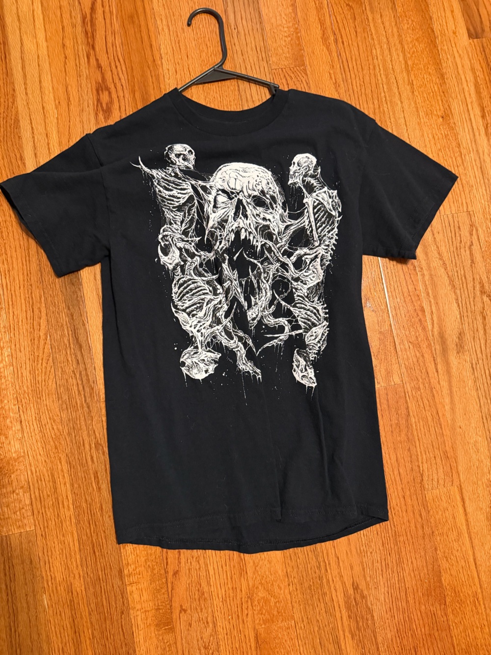 Spencer's Black Short-Sleeve Tee with White Skeleton Graphic